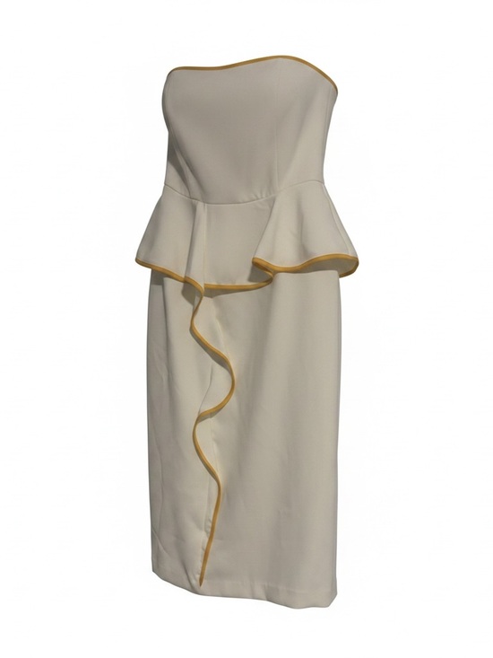 eva mendes for New York & Company Dresses & Skirts - eva mendes for New York & Company Strapless Cream Peplum Dress with Gold Trim